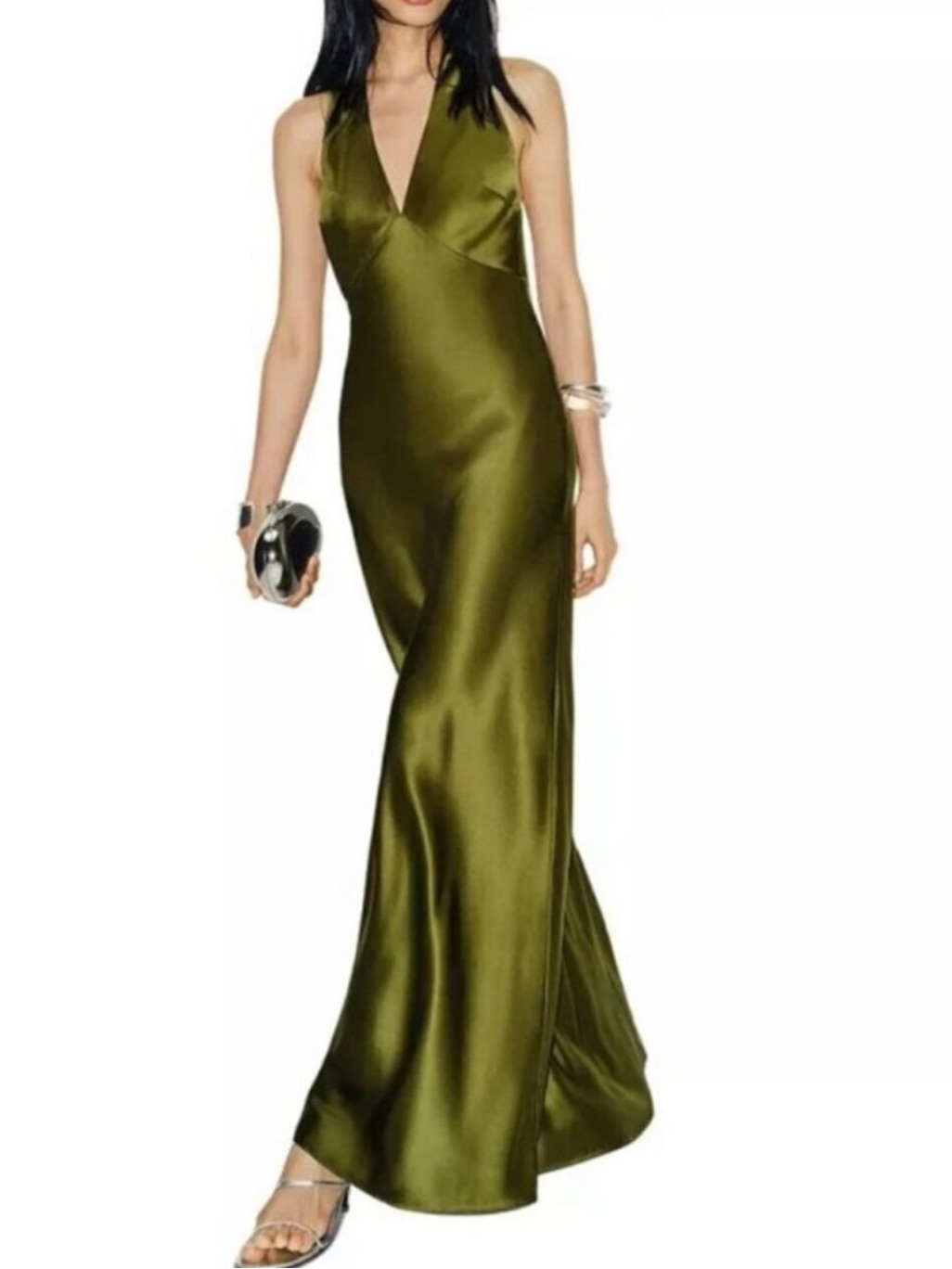 Nwt Reformation Daniela Silk Dress Maxi Pear